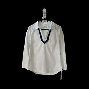 NWT Vineyard Vines Woven Long Sleeve Blue Velvet Accent White Size Small